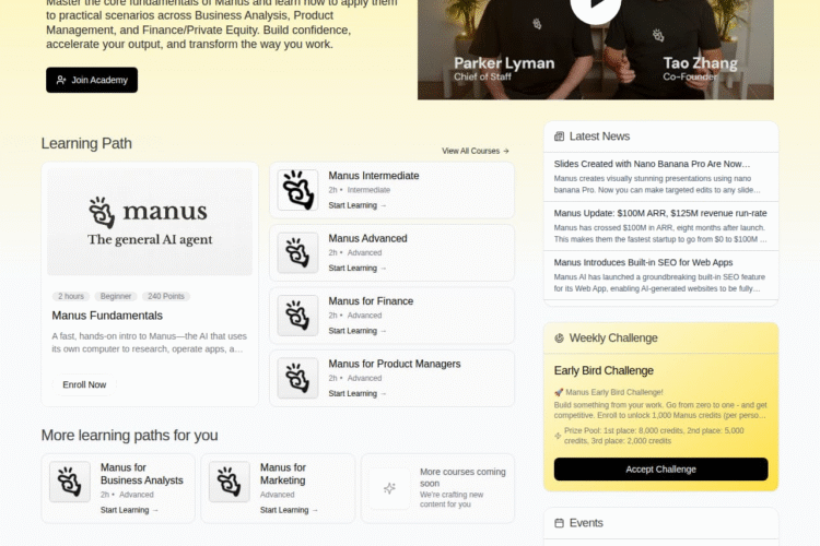 أخيرا Manus AI تطلق أكاديميتها الجديدة Manus AI Academy 🤯🔥